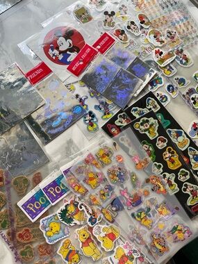 Vintage and Modern DISNEY STICKER LOT - Pooh / Mickey and friends